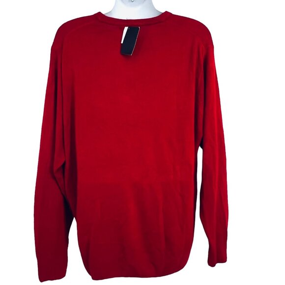 NWT Geoffrey Beene Men's Red Sweater 2XL Pullover Extra Soft V-neck Long Sleeve - Picture 2 of 11